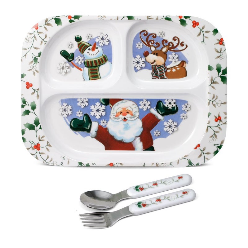Pfaltzgraff Winterberry 3 Piece Jolly Santa Childrens Set - Image 1
